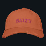 SALTY Sarcastic Sayings in Orange and Pink Embroidered Hat<br><div class="desc">A cool embroidered typography design with the sarcastic saying "SALTY" in Blush Pink Letters on a Burnt Orange Colour Background.</div>