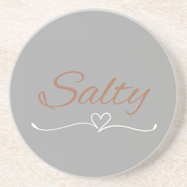 Salty Script with Heart Flourish, Birthday Gift  Coaster (Front)