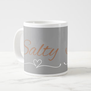 Salty Script with Heart Flourish, Birthday Gift  Large Coffee Mug