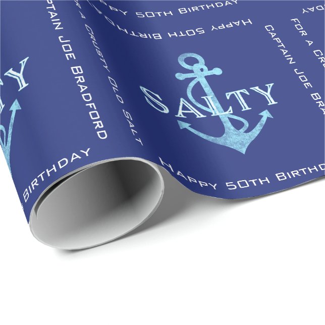 Salty Sea Anchor Captain's Birthday Wrapping Paper (Roll Corner)