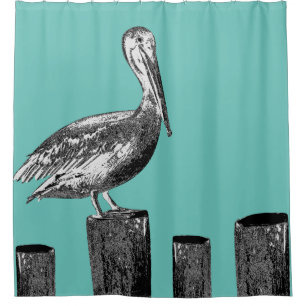 Salty Sea Pelican Custom Shower Curtain
