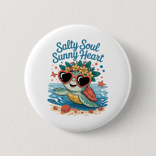 Salty Soul Sunny Heart Turtle Summer 6 Cm Round Badge