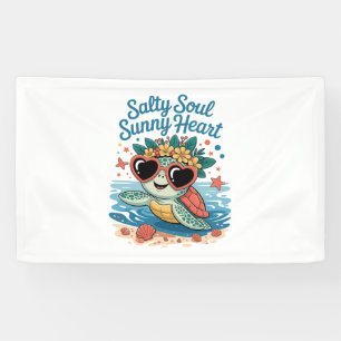 Salty Soul Sunny Heart Turtle Summer Banner