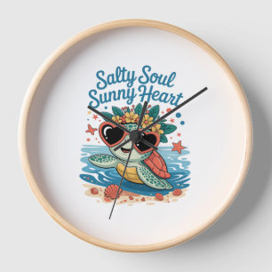 Salty Soul Sunny Heart Turtle Summer Clock