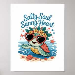 Salty Soul Sunny Heart Turtle Summer Poster