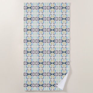 Salty Watercolor Pastel Colours On Cloud White Beach Towel