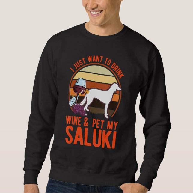 Saluki And Wine Persian Greyhound Saluki Sweatshirt (Front)