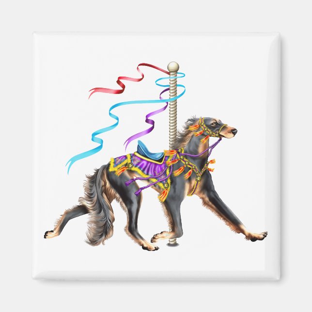 Saluki Carousel Black & Tan Magnet (Front)
