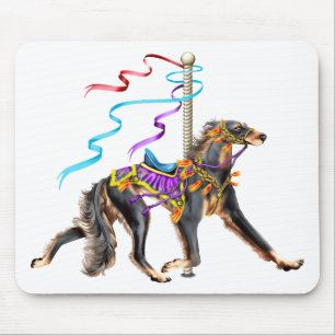 Saluki Carousel Black & Tan Mouse Pad