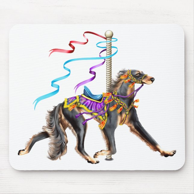 Saluki Carousel Black & Tan Mouse Pad (Front)