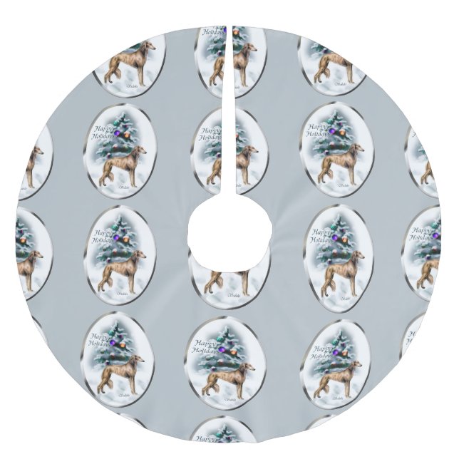 Saluki Christmas Brushed Polyester Tree Skirt (Front)