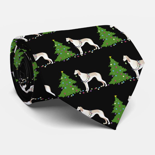 Saluki Christmas Design Tie (Rolled)