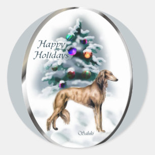 Saluki Christmas Gifts Classic Round Sticker