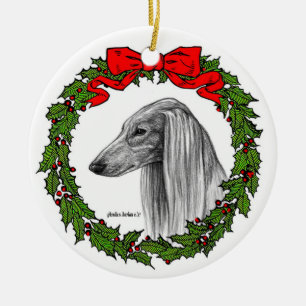 Saluki Dog Art by Glenda S. Harlan Ceramic Ornament