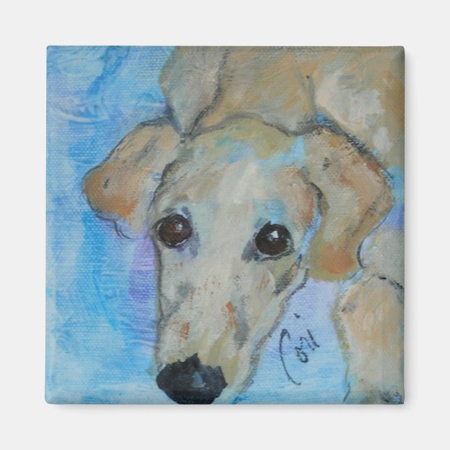 Saluki Dog Art Square Magnet (Front)