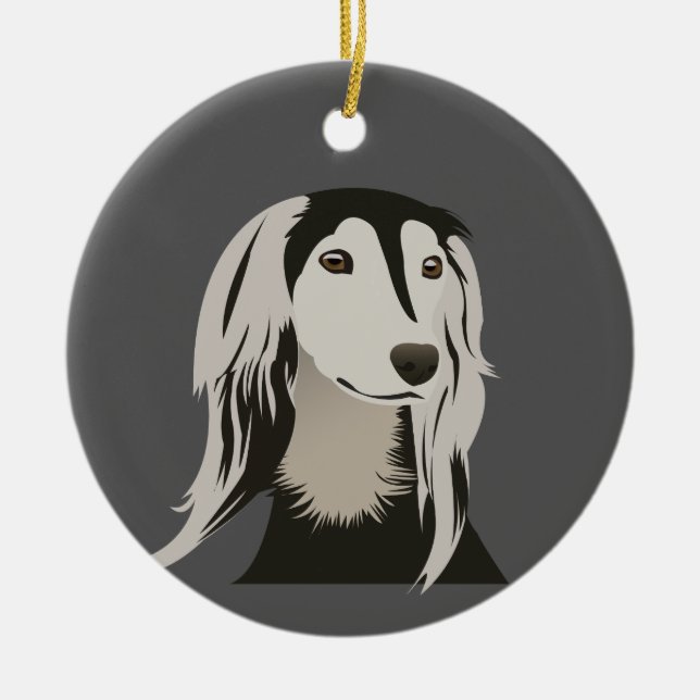 Saluki Dog Ceramic Ornament (Front)