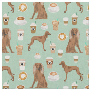 Saluki dog coffee lover mint fabric