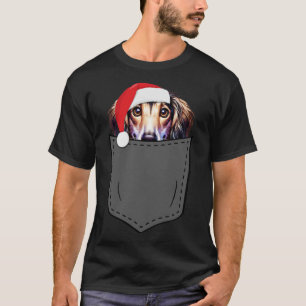 Saluki Dog Santa Hat Christmas Pocket Fun Xmas 1 T-Shirt