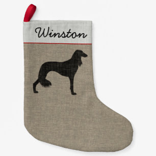 Saluki Dog Silhouette Personalised Holiday Small Christmas Stocking