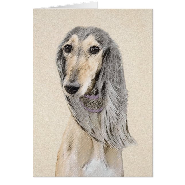 Saluki (Fawn) Painting - Cute Original Dog Art (Front)