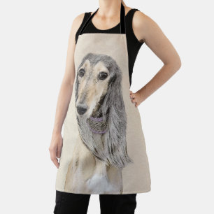Saluki (Fawn) Painting - Cute Original Dog Art Apron