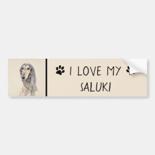 Saluki (Fawn) Painting - Cute Original Dog Art Bumper Sticker
