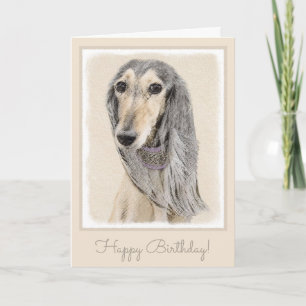 Saluki (Fawn) Painting - Cute Original Dog Art Card