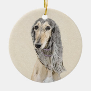 Saluki (Fawn) Painting - Cute Original Dog Art Ceramic Ornament