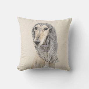 Saluki (Fawn) Painting - Cute Original Dog Art Cushion