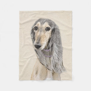 Saluki (Fawn) Painting - Cute Original Dog Art Fleece Blanket