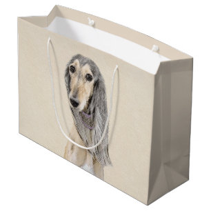 Saluki (Fawn) Painting - Cute Original Dog Art Large Gift Bag
