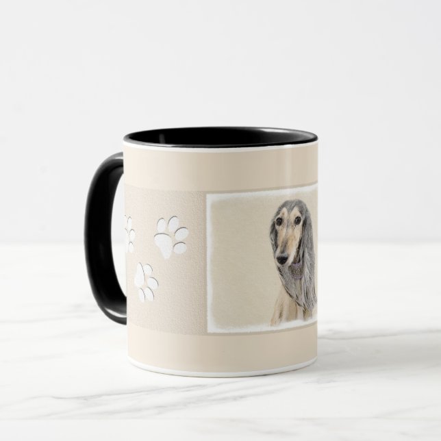 Saluki (Fawn) Painting - Cute Original Dog Art Mug (Front Left)
