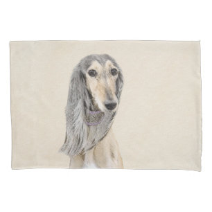 Saluki (Fawn) Painting - Cute Original Dog Art Pillowcase
