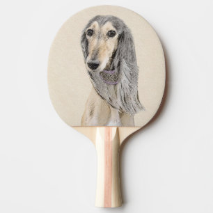 Saluki (Fawn) Painting - Cute Original Dog Art Ping Pong Paddle