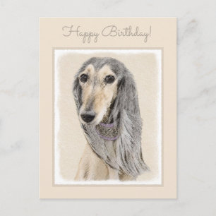 Saluki (Fawn) Painting - Cute Original Dog Art Postcard