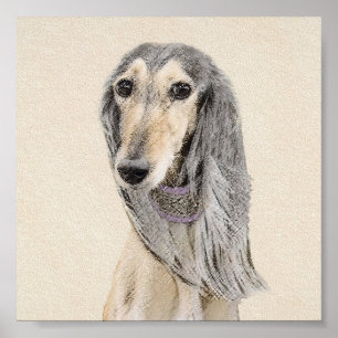 Saluki (Fawn) Painting - Cute Original Dog Art Poster