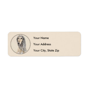 Saluki (Fawn) Painting - Cute Original Dog Art Return Address Label