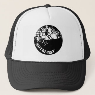 saluki gray new logo. trucker hat