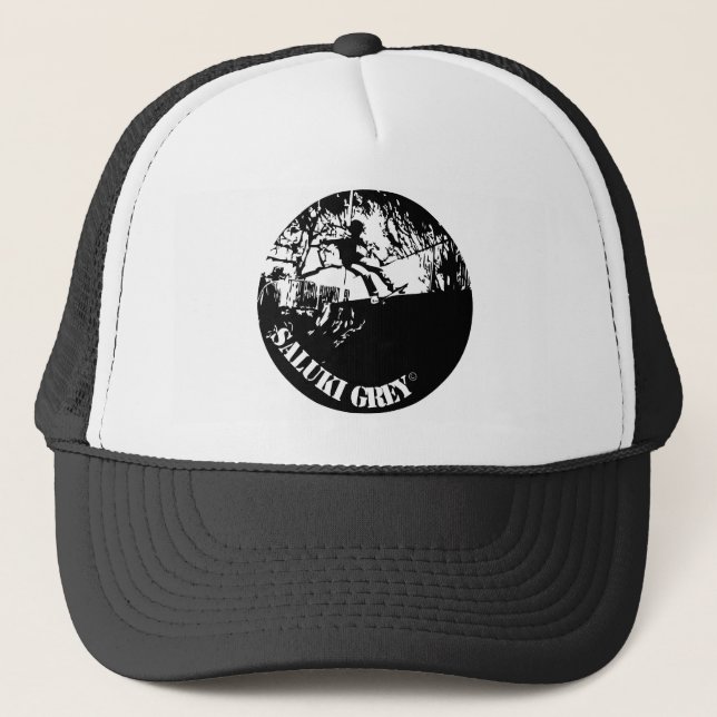 saluki gray new logo. trucker hat (Front)