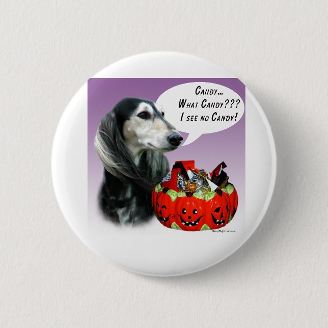 Saluki Halloween Candy 6 Cm Round Badge (Front)