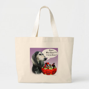 Saluki Halloween Candy Large Tote Bag