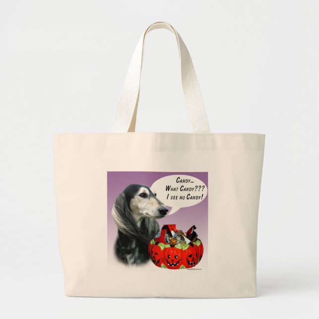 Saluki Halloween Candy Large Tote Bag (Front)