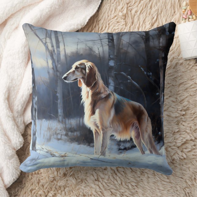 Saluki Let It Snow Christmas Cushion (Blanket)