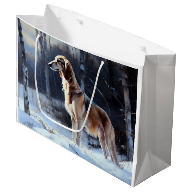 Saluki Let It Snow Christmas Large Gift Bag (Front Angled)