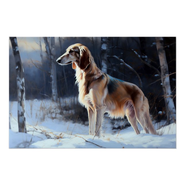 Saluki Let It Snow Christmas Poster (Front)