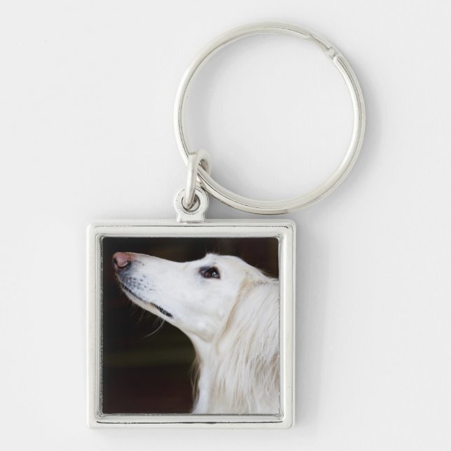 Saluki Looking Up Key Ring (Front)