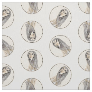 Saluki Painting Fawn Sable Cute Original Dog Art Fabric