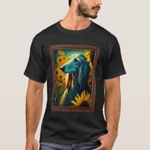Saluki Painting Sunflower Flower Mom Women Floral T-Shirt