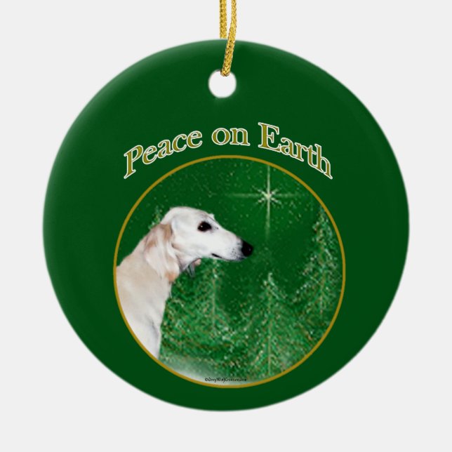 Saluki Peace Ceramic Ornament (Front)