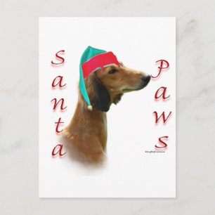 Saluki Santa Paws Holiday Postcard